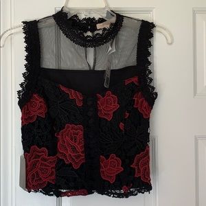 Black with rose tank top